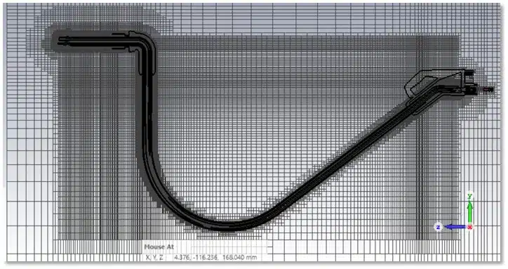 CFD-Netzstruktur des Modells für CHT-Simulation